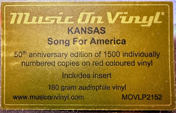 KANSAS - Song for America (Edición 50 aniversario, numerada)